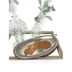 Beaten Copper 666 Serving Tray Continental Trade Mark Chrysanthemum Hammered Tra